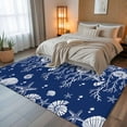 thumbnail image 5 of 8x10 Area Rugs, Navy Blue Coastal Non-Skid Rubber Backing Large Rectangle Rugs - Living Room Bedroom Home Office, Starfish Coral Ocean Conch Sea Nautical Indoor Floor Mat Carpets Washable Rug, 5 of 9