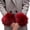 Wine Red, variant on Leaveforme 1 Pair Women Cuffs Solid Color Faux Fur Autumn Winter Windproof Fluffy Wristbands for Daily Wear
