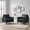 Black, variant on Faux Leather Upholstered Loveseat, Mid-Century Modern 2-Seat Sofa with Pillow Back, Green