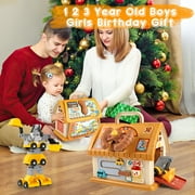 Huge Wave Toddler Montessori Toys for 1+ Year Old, 8-in-1 Multi-Functional Learning House, with 4 Building Cars and Map, Sound & Light Early Educational Kids Christmas Gifts