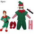 thumbnail image 1 of Disfraz de elfo de Año Nuevo para niños y niñas, conjunto de traje verde de Papá Noel con sombrero, vestido de fiesta de Navidad elegante, rendimiento, 2023, 1 of 4