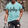 thumbnail image 2 of Men's Letter Graphic T-Shirts Stretchy Short Sleeve Crewneck Fitted Shirts Summer Soft Breathable Workout Tee Tops, 2 of 6