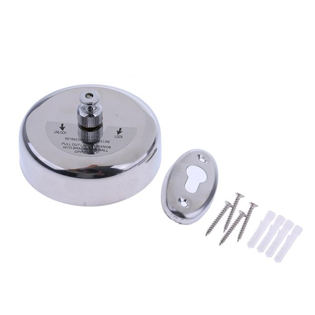 Tendedero Retráctil Tendedero de Secado de Ropa Cuerda de Lavandería Ajustable Cuerda de Nailon de 9.2 Pies Base Montada en La Pared de Acero Redondo Macarena Juego de tendedero retráctil