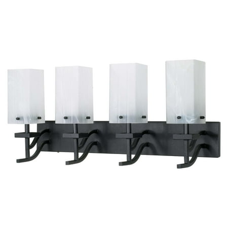 Nuvo Lighting 60007 - 4 Light Textured Black Alabaster Swirl Glass Shades Vanity Light Fixture (60-007)