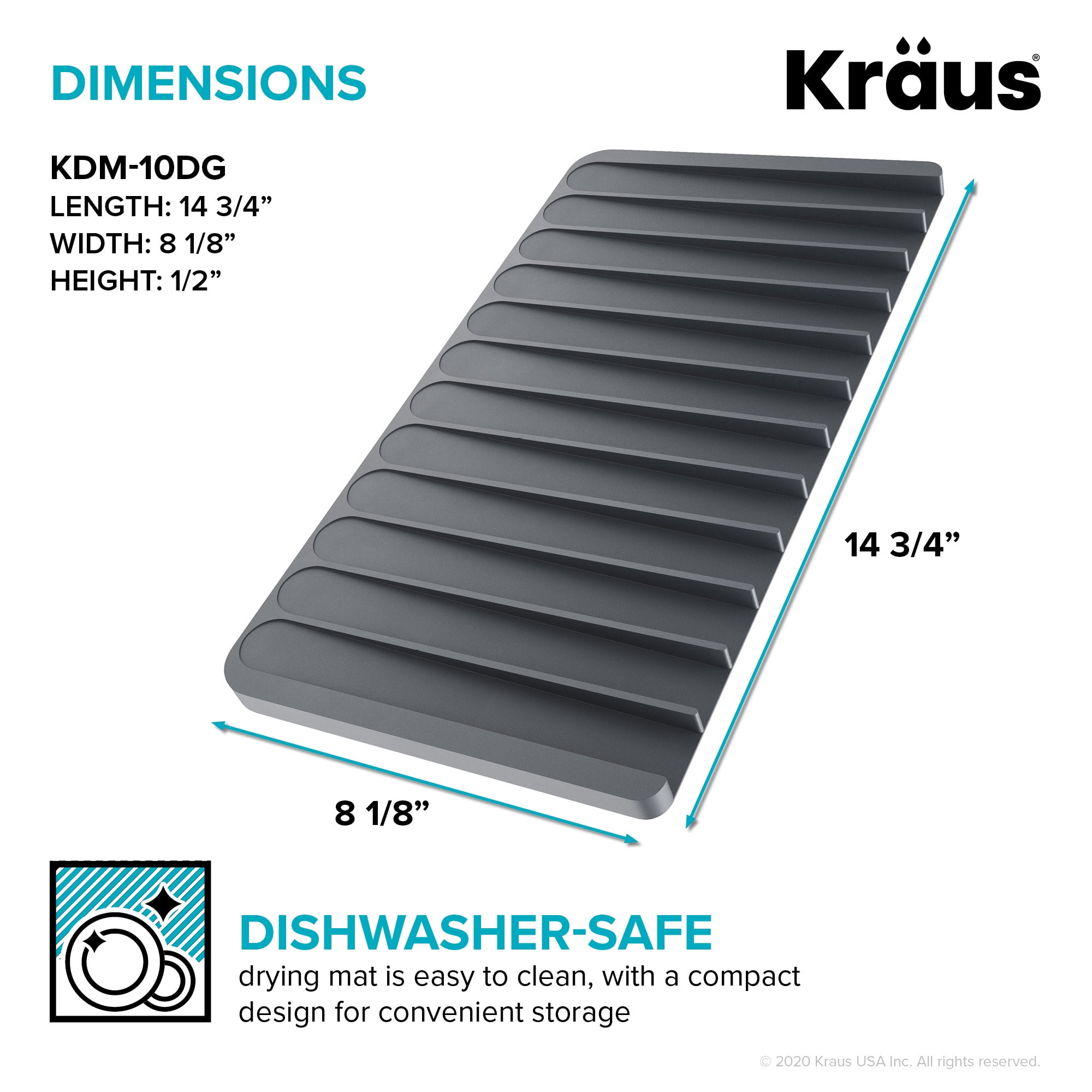 Kraus KDM-KRM-10DG Roll Up Dish Drying Rack - Grey