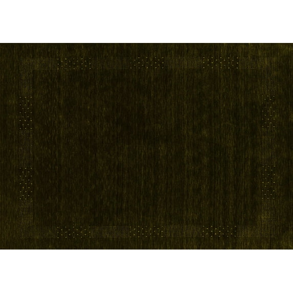 Ahgly Company Machine Washable Indoor Rectangle Abstract Yellow Contemporary Area Rugs, 8' x 10'