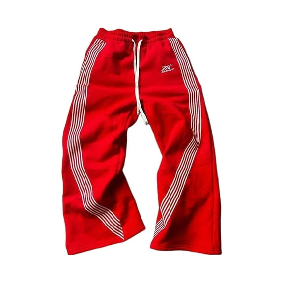 Mens Sweatpants Striped Straight Leg Y2K Baggy Pants Streetwear Athletic Pants Spring Fall Casual Red XXL