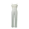 thumbnail image 3 of Kiapeise Women Off Shoulder Wide Leg Jumpsuit Feather High Waist Long Jumpsuit Elegant Dressy Jumpsuits Romper Party Clubwear, 3 of 8