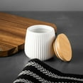 thumbnail image 5 of Thyme & Table, Small Ceramic Ribbed Kitchen Organization Canister with Bamboo Lid, White, 5 of 5