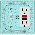 thumbnail image 1 of Metal Light Switch Plate Cover Teal Paisley Bandana Spotted Tile Pattern TIL084, 1 of 13
