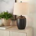 thumbnail image 2 of 24" Black Farmhouse Ceramic Pottery Jug Table Lamp for Bedside Table, Living Room, Office, Entryway, 2 of 14