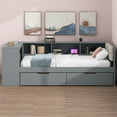 thumbnail image 2 of Euroco Wood Twin Size Platform Bed with Desk and Shelves, Drawers and USB Charging for Kids, Gray, 2 of 12