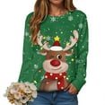 thumbnail image 2 of TTUHYWXI 2025 Womens Ugly Christmas Sweatshirt Funny Cute Xmas Tree Reindeer Snowman Tops Long Sleeve Crewneck Sweater (Green, XXL), 2 of 5