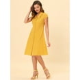 thumbnail image 2 of Unique Bargains Women's Cotton Cap Sleeve Button Down Midi Dress XS Yellow, 2 of 6