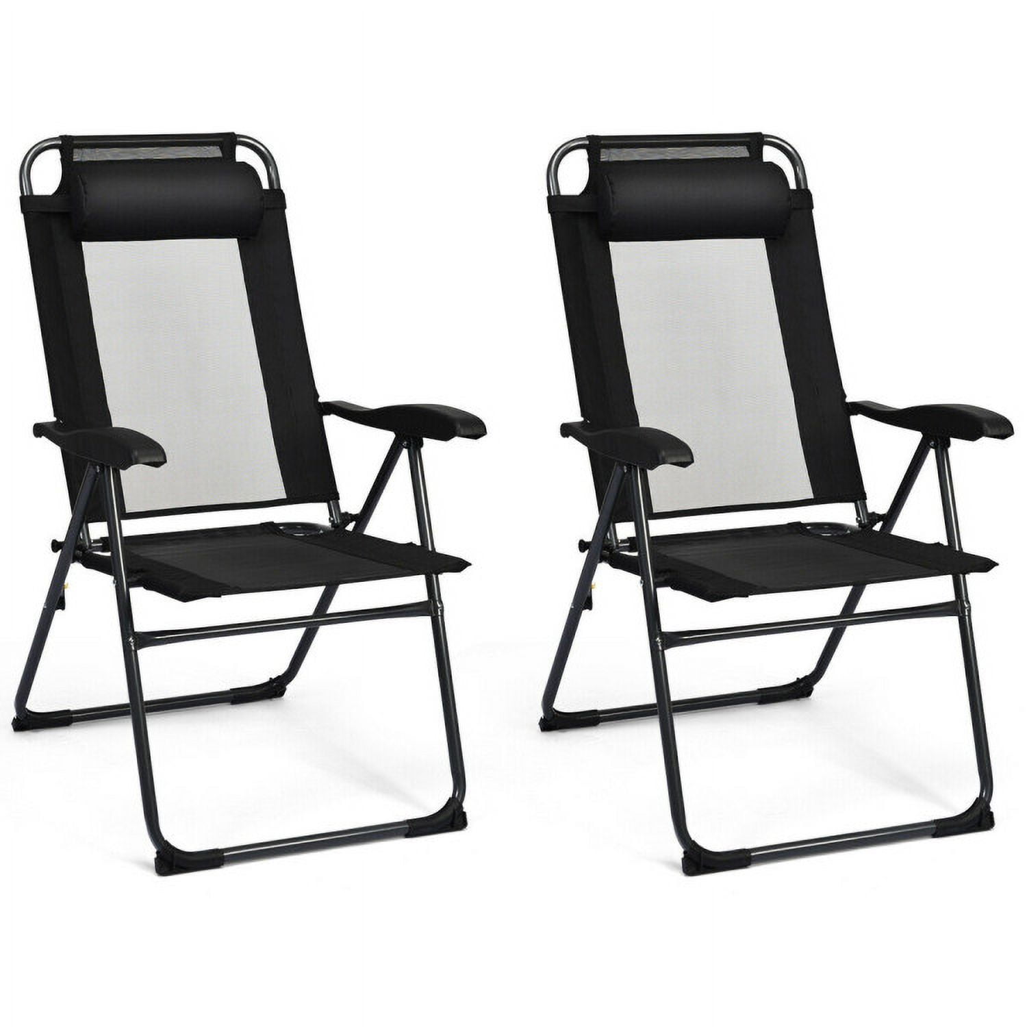 Aimee Lii 4 Pieces Patio Garden Adjustable Reclining Folding Chairs with Headrest, Outdoor Patio Set, Black Aimee Lii 4 Pieces Patio Garden Adjustable Reclining Folding Chairs with Headrest, Outdoor Patio Set, Black