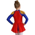 thumbnail image 2 of YIZYIF Kids Girls Drum Major Costume Tassels Long Sleeve Jumpsuit Back Zipper Bodysuit Marching Band Uniform Outfit Red 12, 2 of 7