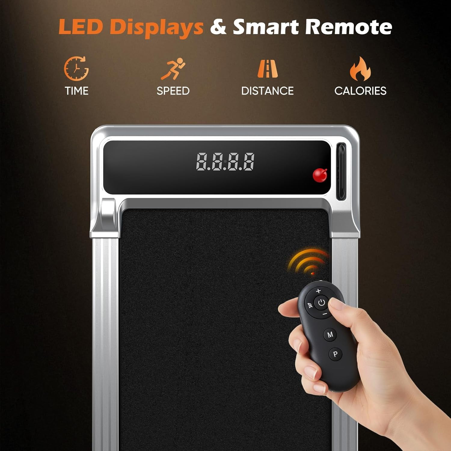 Walking Pad, Silver Treadmill for Home Office, 1.75HP Portable Under Desk Treadmill,Remote Control, Led Display,Silver