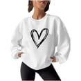 thumbnail image 2 of kkbbma Liquidation à Moins de 1$ Chandails en Molleton Imprimé Cœur pour Femmes Automne Décontracté Manches Longues Hauts Confortables Légers Col Rond Chandail, 2 of 4