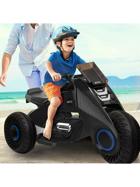 Kids Ride on Motorcycle,6V Battery Powered Electric Motorcycle 3 Wheels Double Drive Toy for 3-8 Years Old Children Boys & Girls Birthday Christmas Gift (Black)