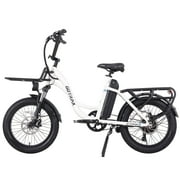GOTRAX E-Cargo Electric Bicycle for Urban Commuting, 500W, 264lb, 20 mph & 20 mile Range, 26“ , LED Lights, White
