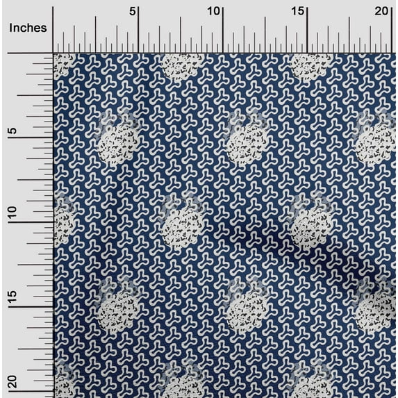 oneOone Cotton Flex Navy Blue Fabric Abstract Block Quilting Supplies Print Sewing Fabric By The Yard 40 Inch Wide