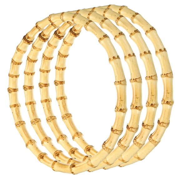 Uxcell 8 Inch Bamboo Purse Handles,, 4 Pcs Round Replacement Handmade Rings, Wood