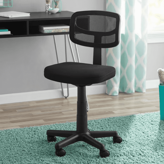 YANGXUN Black Mesh Task Office Chair Adjustable Height Rolling Desk Chair with Padded Seat for Home Office