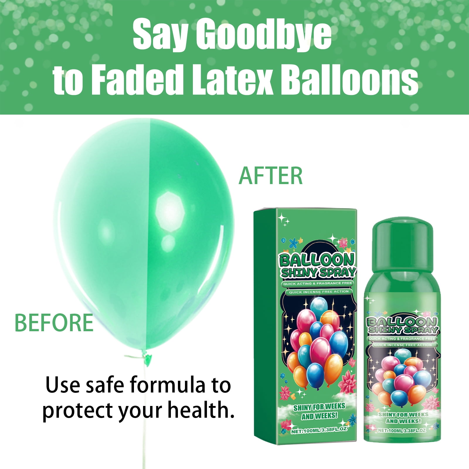Alvantor Balloon Shine Spray for Latex Balloons, Instant Party Shine Finish, 3.38fl.oz