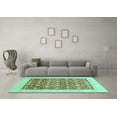 thumbnail image 3 of Ahgly Company Machine Washable Indoor Rectangle Oriental Turquoise Blue Modern Area Rugs, 2' x 3', 3 of 4