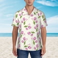 thumbnail image 4 of Daiia Tulips Flowers Hawaiian Shirt for Men Gentle Cotton Regular Short Sleeve Casual-Large, 4 of 9