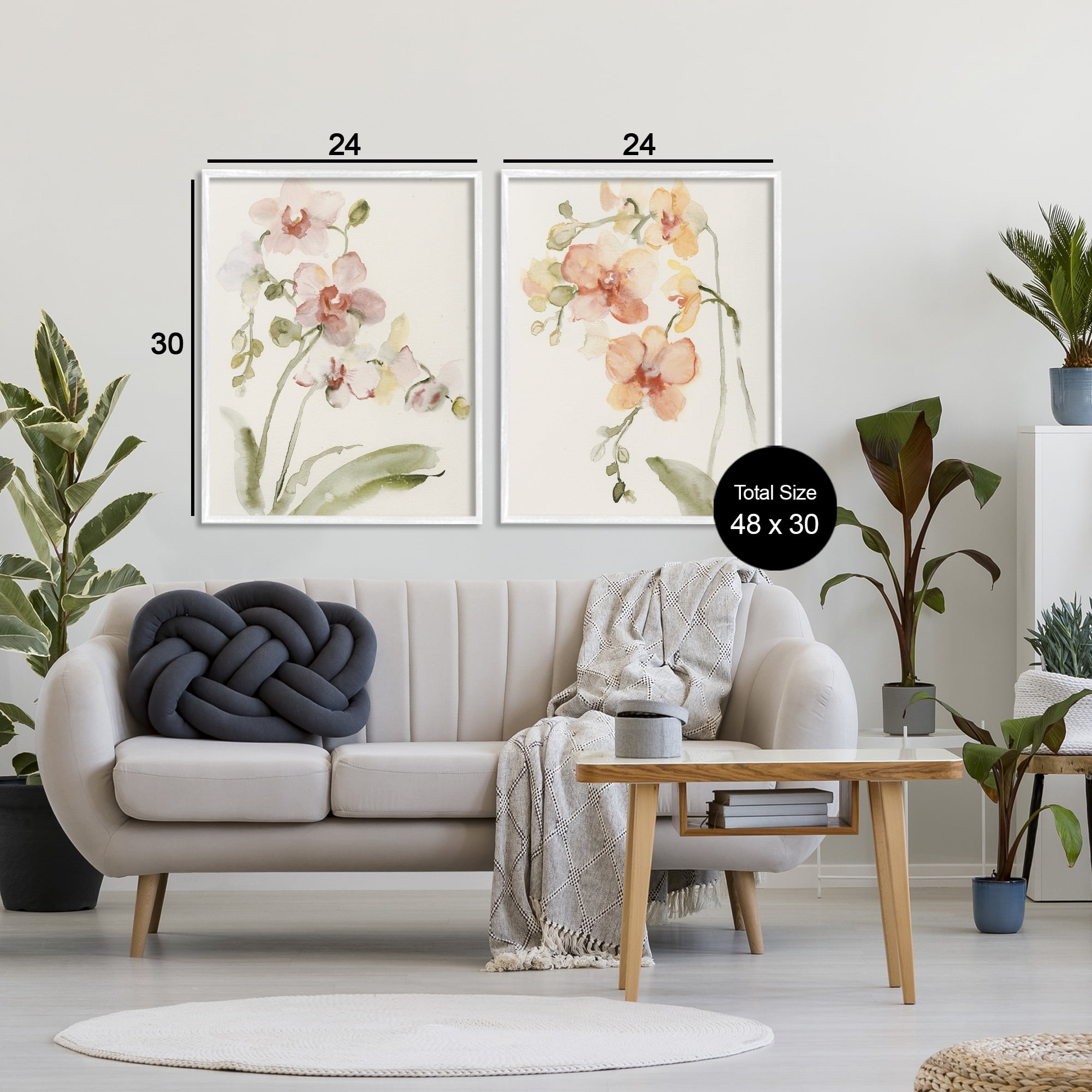 Stupell Industries Delicate Orchids in Bloom 2 Piece White Framed Giclee Art Set, design by Victoria Barnes