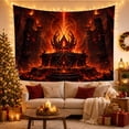 thumbnail image 3 of Flaming Throne in a Burning Hall, Dramatic Gothic Art for Dark Fantasy Fans, Underworld Decor, Halloween Gift, Tapestry Wall Hanging for Bedroom, Gaming Room and Den, 3 of 7