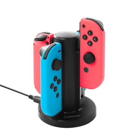 Insten Joy Con Charger for Nintendo Switch , 4 in 1 Joy-Con Charging Dock Station with Individual LED Charge Indicator and USB Cable for Nintendo Switch JoyCon Controller Console