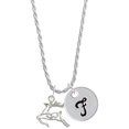 thumbnail image 1 of Delight Jewelry Silvertone 2-D Reindeer Silvertone Script Initial Disc - F - Charm Necklace, 20"+3", 1 of 4