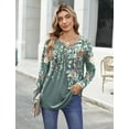thumbnail image 3 of Zeagoo Womens Tops Dressy Casual Beach Vacation Clothes for Women Business Casual Long Shirts V Neck Tee Shirt Ladies Top and Blouses Ethnic Style, 3 of 7