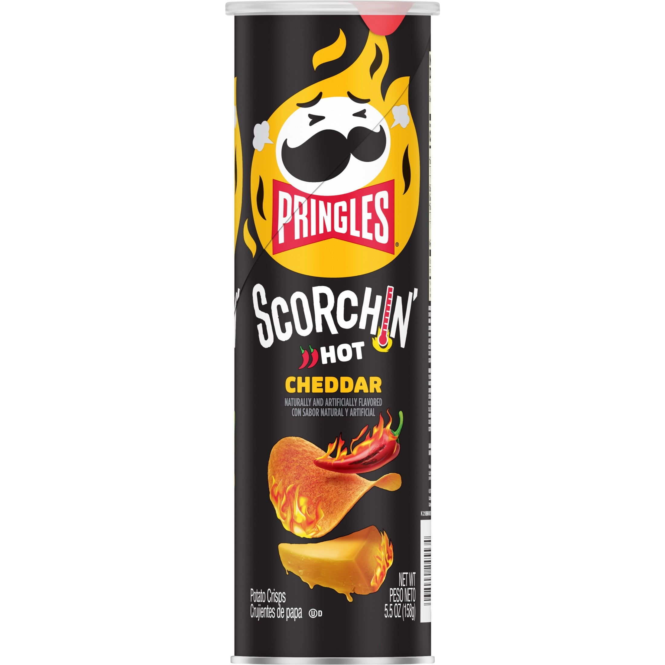 Pringles Scorchin' Cheddar Potato Crisps Chips, Spicy Snacks, 5.5 oz