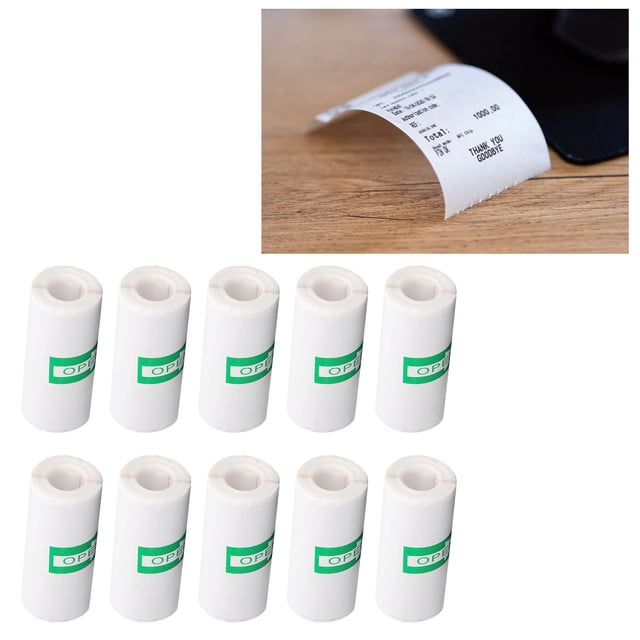 Thermal Printer Paper, 10 Rolls 57x25mm Strong Stickiness Compatibility Printable Paper Roll Inkless Printing for Label Photo Document