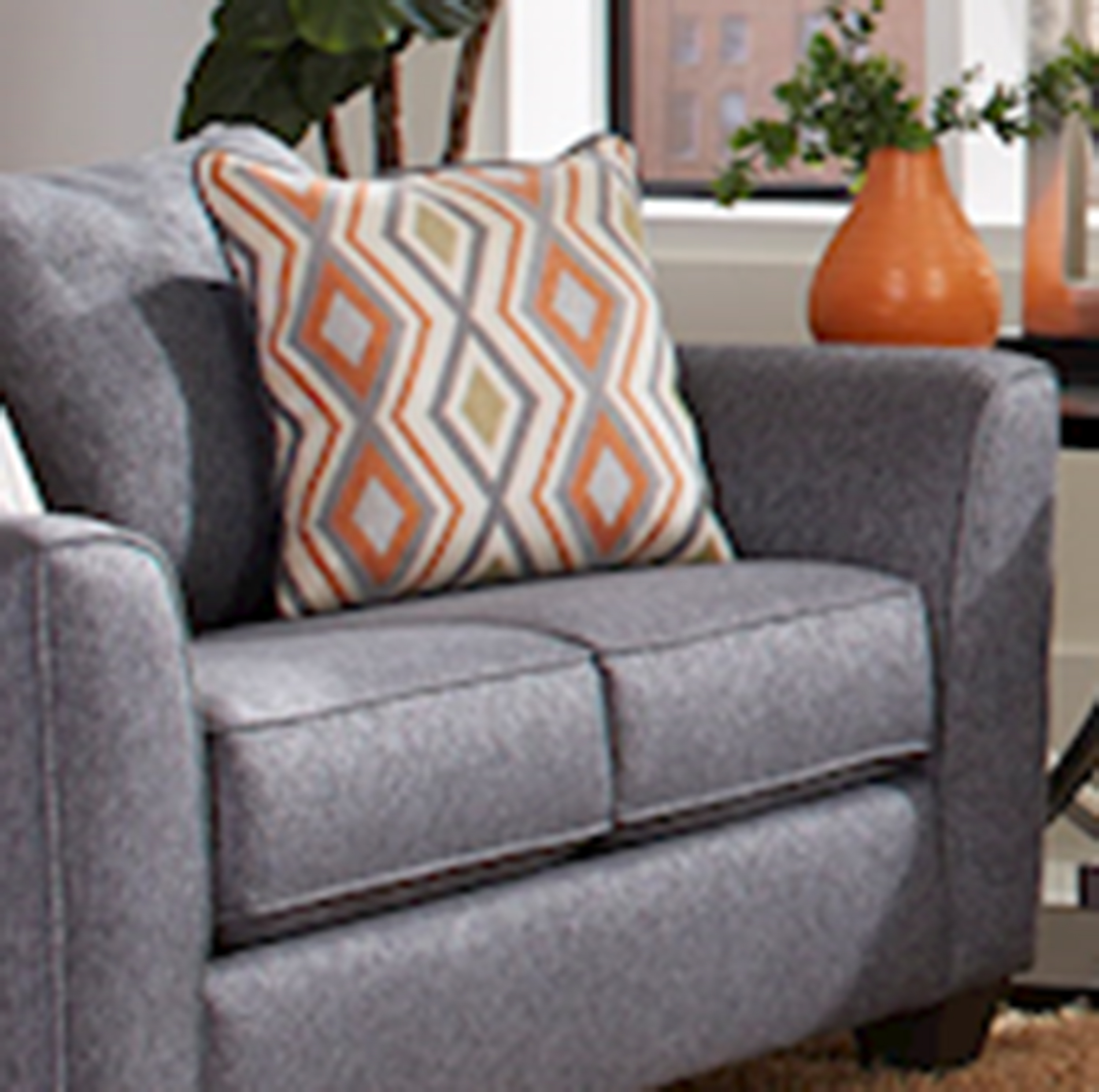 Roundhill Furniture Kanta Contemporary Fabric Loveseat, Features a Pillow Back, Graphite Gray