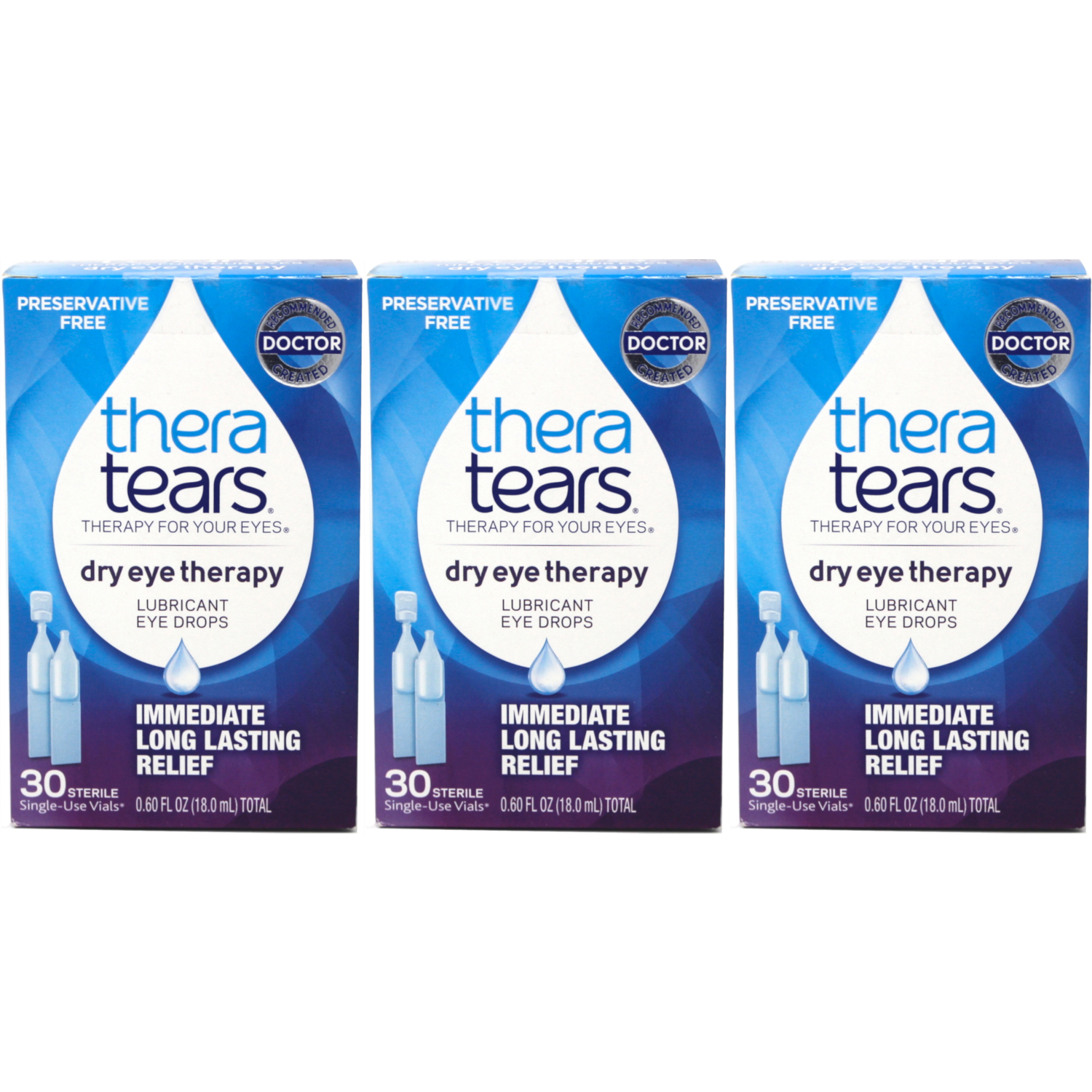 3 Pack Thera Tears Lubricant Eye Drops, 30 Each