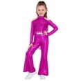 thumbnail image 4 of Eandarui Kids Girls Sparkly Rave Festival Set Disco Party Dance Outfits Sequin Ballet Dancewear Hot Pink 10, 4 of 6