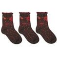 thumbnail image 1 of Vintage Flower Pattern Ruffle Lace Trim Crew Socks 3 Pair Pack, 1 of 3