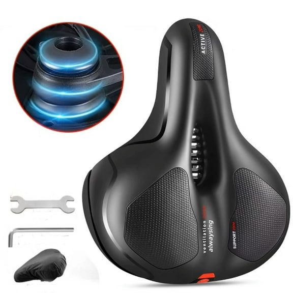 Oversized Comfort Bike Seat, Extra Wide Gel Padded Saddle for Mountain Bike, Cruiser, Hybrid Bicycles, Wide Cushioned Bicycle Seat Pad