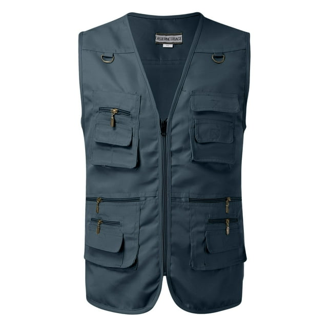 Chaleco de pesca para hombre con múltiples bolsillos, para actividades al aire libre, de poliéster, para montañismo y fotografía, de color liso, tallas XL-XXXXXL, para aventuras de primavera/verano.