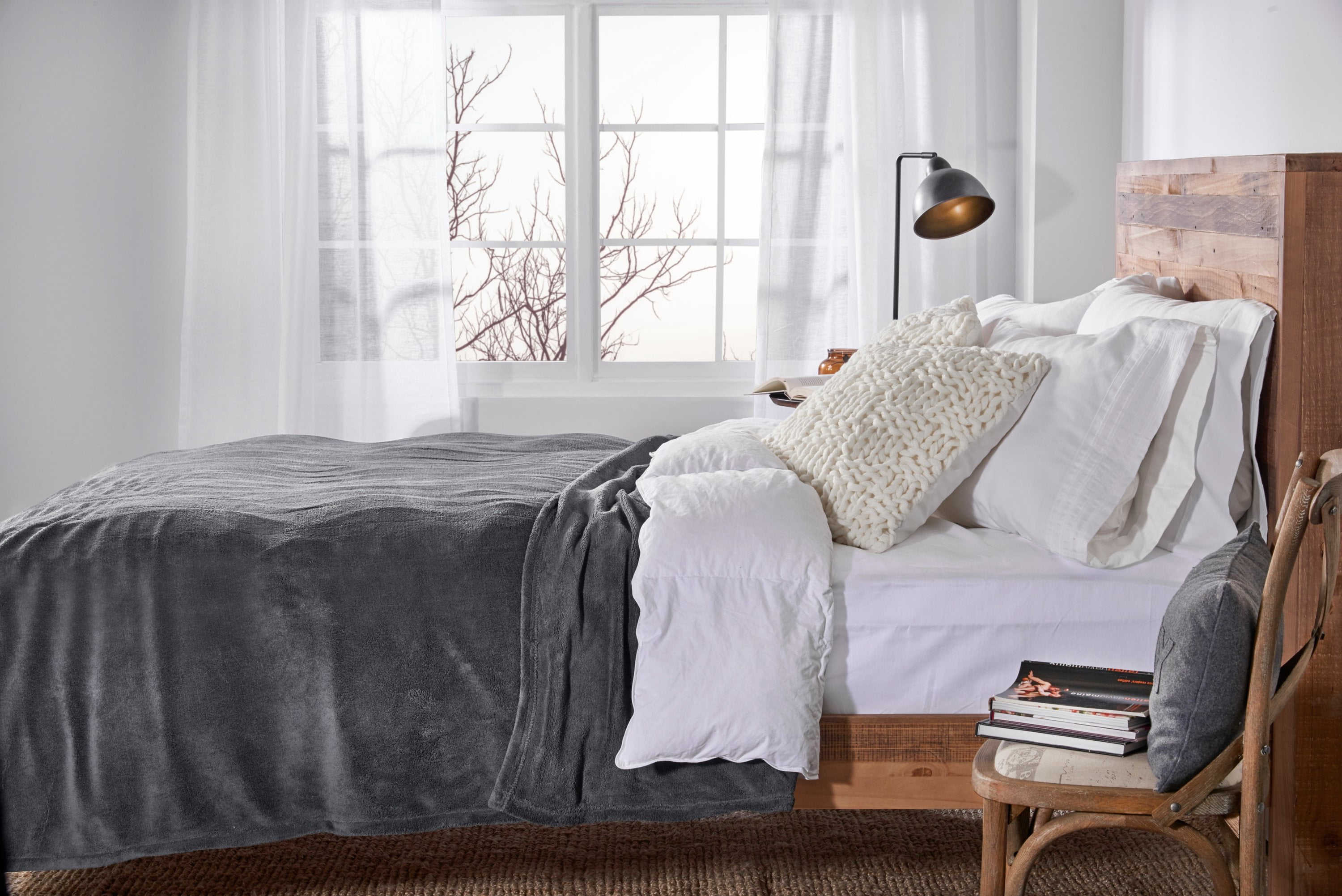 Sunbeam Heated Microplush Blanket with Dial Controller, Twin (62" x 84"), Slate