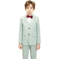 thumbnail image 2 of Lycody 3 Piece Kids Suit for Boys with Plaid Boy Formal Outfit Suit Toddler Boy Blazer Mint Green Size 10-12 Years for Wedding Graduate Prom Party, 2 of 10