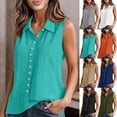 thumbnail image 1 of FAVIPT Womens Summer Cotton Linen Tank Tops Sleeveless Collared Casual Loose Shirt Button Down Business Basic Tees Gray,S, 1 of 9