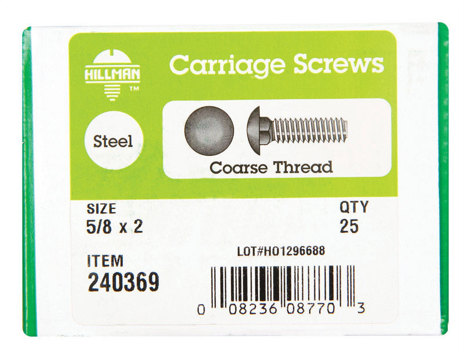 Hillman 5/8" Zinc-Plated Steel Carriage Bolt