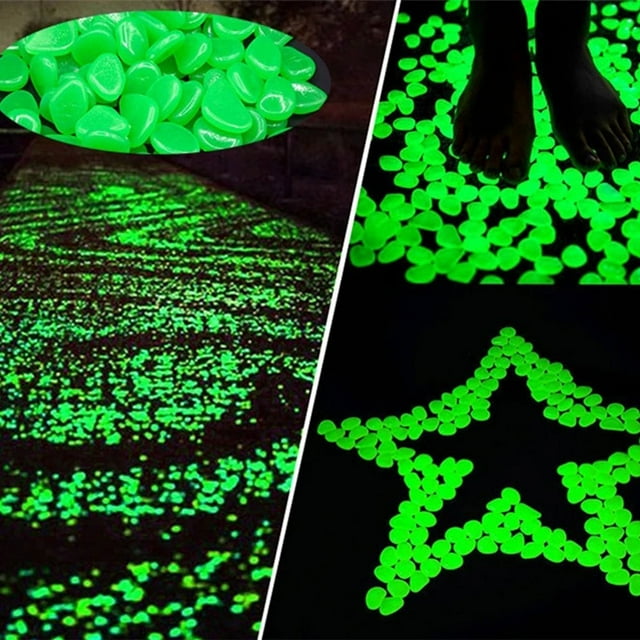 Glow Pebbles 500 pcs Glowing Rocks for Outdoor Decor Garden Lawn Yard Aquarium Walkway Fish Tank Pathway Luminous Pebbles Powered by Light or Solar Luminous Stone