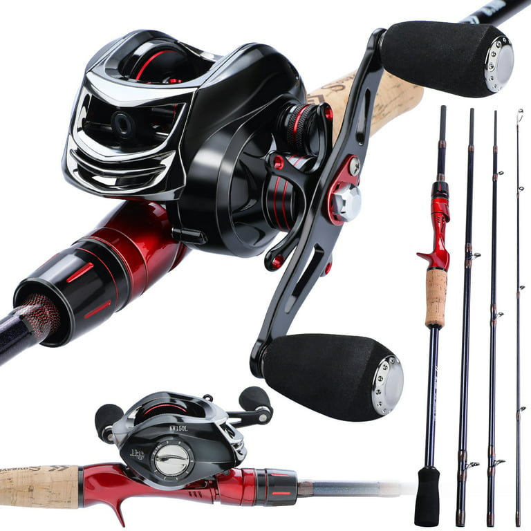 Sougayilang Casting Rod Baitcasting Reel Combo with Portable Pole and  Smooth Fishing Reel