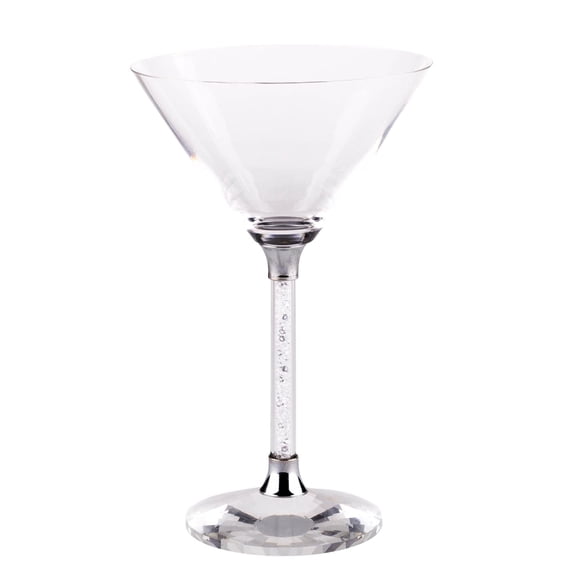 Sparkles Home Vetrina Stem Martini Glass - Set of 2 in Gift Box -Silver
